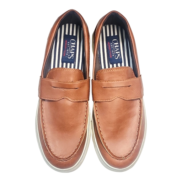 Chaps Men's Brown Leather Slip-On Loafers (NWOT) - Picture 1 of 9